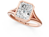 Rose gold Bezel Set Radiant Cut Solitaire Ring with Tapered Band 3