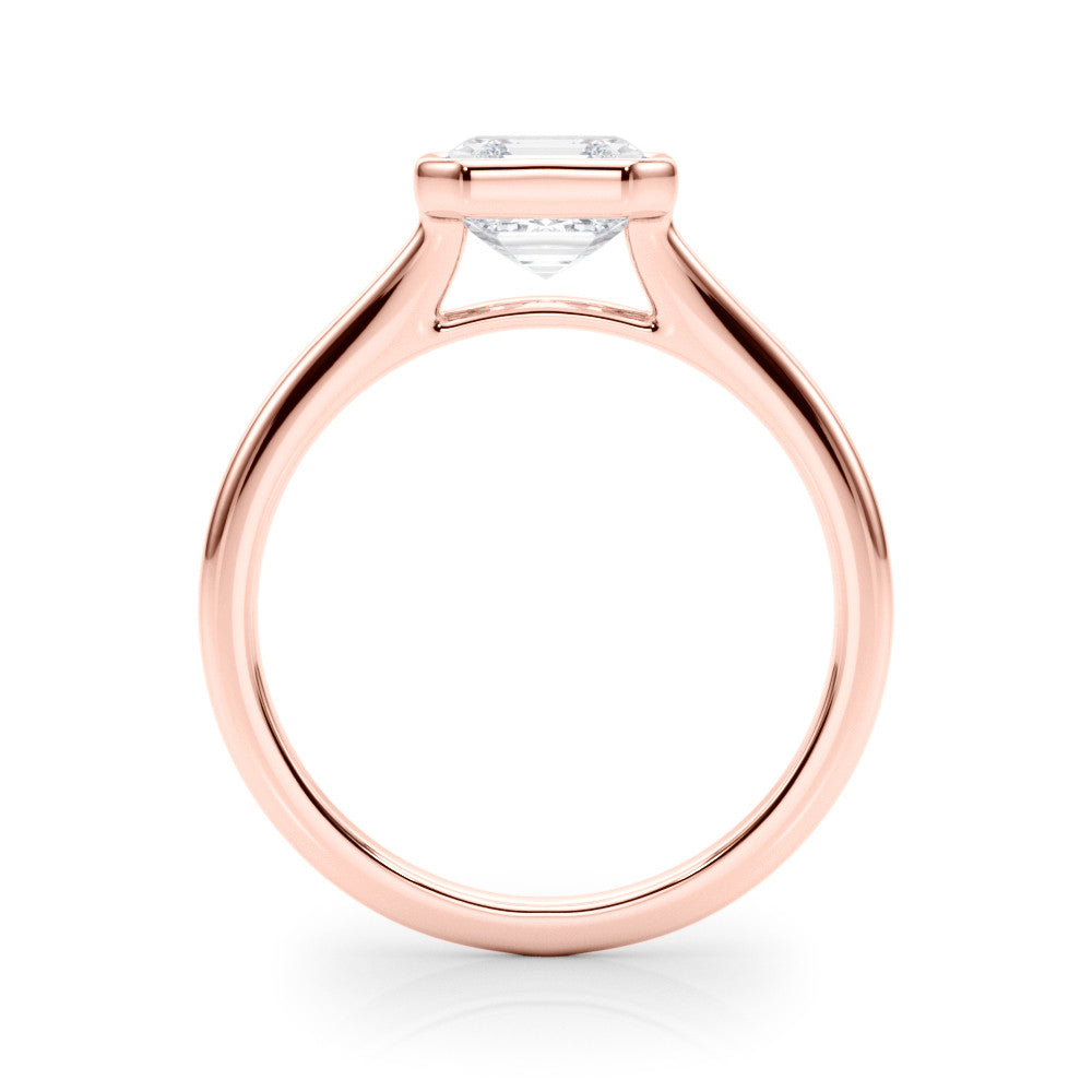 Rose gold Bezel Set Radiant Cut Solitaire Ring