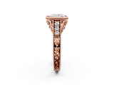 Rose gold Bezel Set Radiant Diamond Milgrain Pave Engagement Ring_38