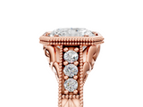 Rose gold Bezel Set Radiant Diamond Milgrain Pave Engagement Ring_41