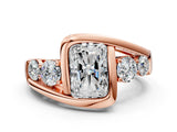 Rose gold Bezel Set Radiant Diamond Split Shank Ring_3