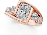 Rose gold Bezel Set Radiant Diamond Split Shank Ring_4