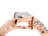 Rose gold Bezel Set Radiant Diamond Split Shank Ring_7