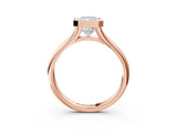 Rose gold Bezel Set Radiant Solitaire Diamond Ring with Smooth Band 4