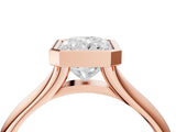 Rose gold Bezel Set Radiant Solitaire Diamond Ring with Smooth Band 5