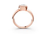 Rose gold Bezel Set Radiant Solitaire Ring with Wide Band 3