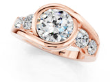 Rose gold Bezel Set Round Cut Diamond Split Shank Ring_1