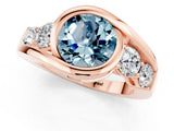 Rose gold Bezel Set Round Cut Diamond Split Shank Ring_1