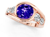 Rose gold Bezel Set Round Cut Diamond Split Shank Ring_1
