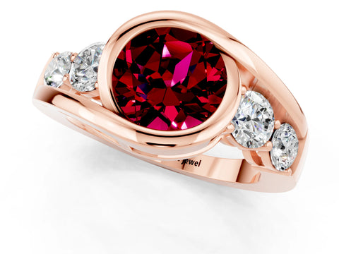Rose gold Bezel Set Round Cut Diamond Split Shank Ring_1