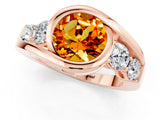 Rose gold Bezel Set Round Cut Diamond Split Shank Ring_1