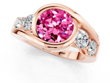 Rose gold Bezel Set Round Cut Diamond Split Shank Ring_1