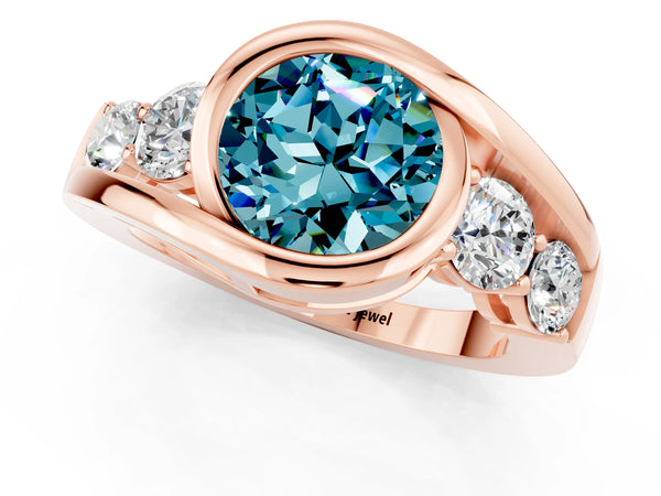 Rose gold Bezel Set Round Cut Diamond Split Shank Ring