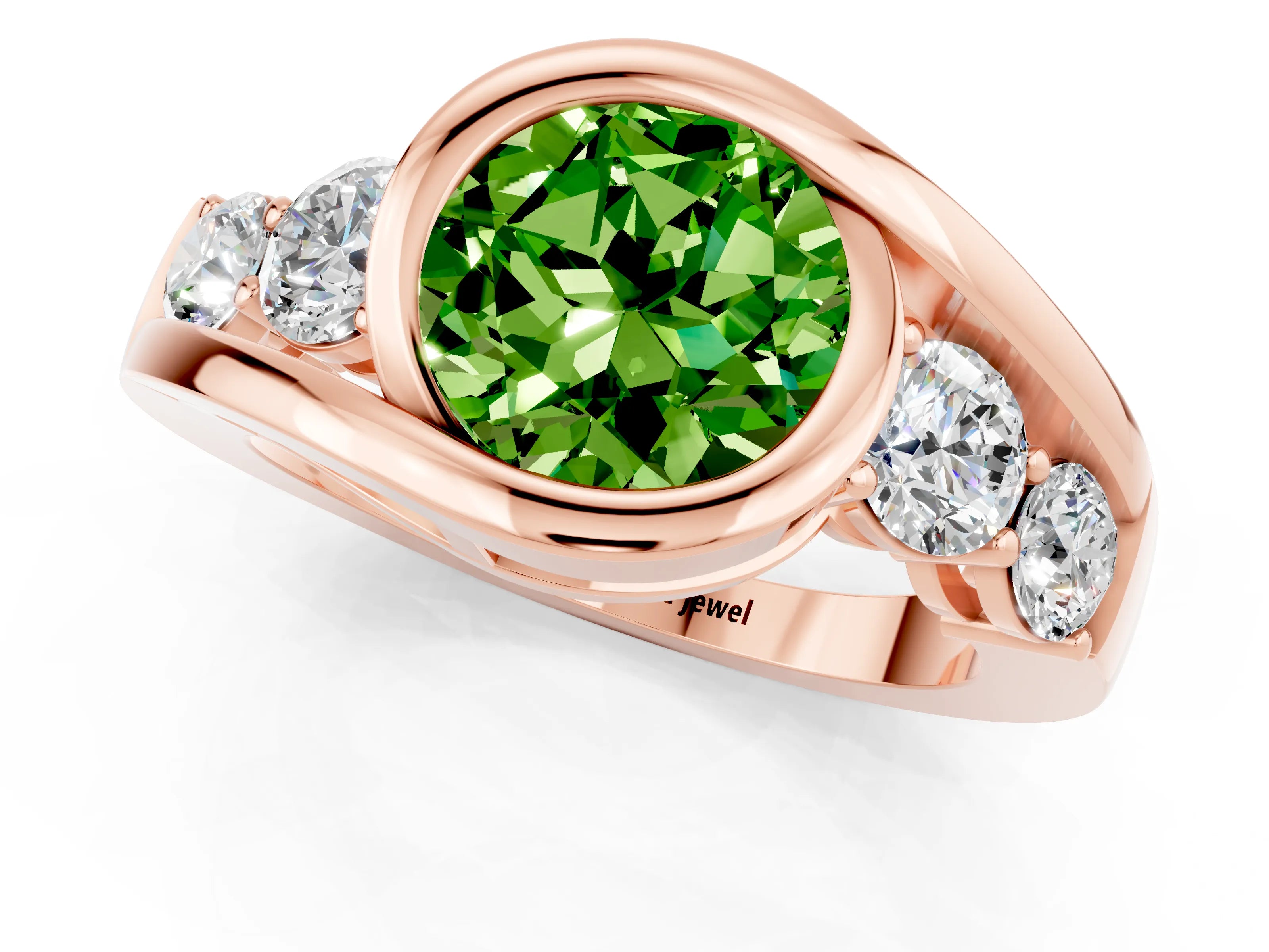 Rose gold Bezel Set Round Cut Diamond Split Shank Ring_1