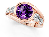 Rose gold Bezel Set Round Cut Diamond Split Shank Ring_1
