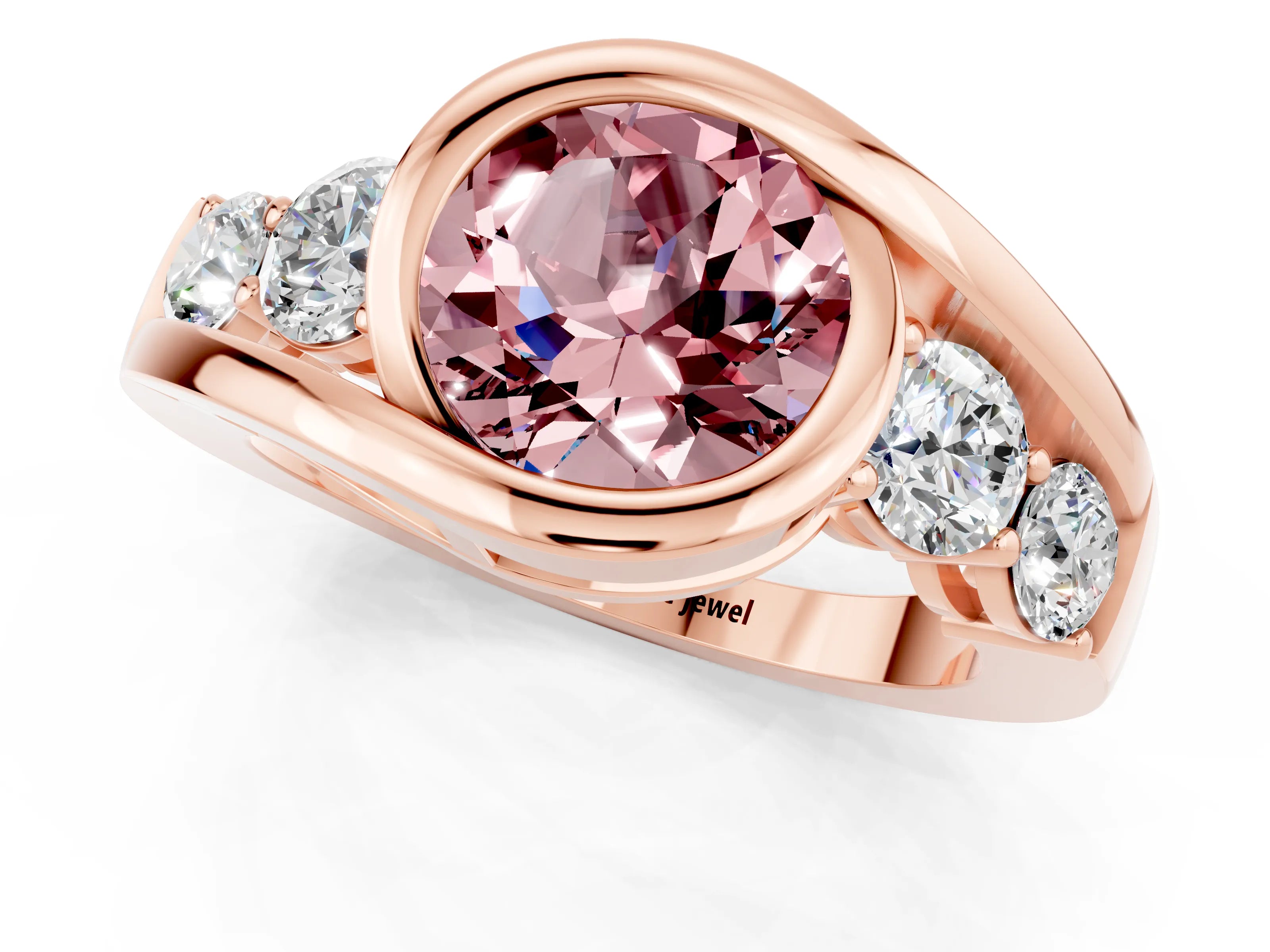 Rose gold Bezel Set Round Cut Diamond Split Shank Ring_1