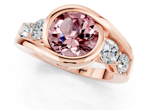 Rose gold Bezel Set Round Cut Diamond Split Shank Ring_1