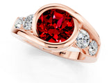 Rose gold Bezel Set Round Cut Diamond Split Shank Ring_1