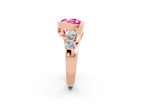 Rose gold Bezel Set Round Cut Diamond Split Shank Ring_2