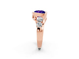 Rose gold Bezel Set Round Cut Diamond Split Shank Ring_2