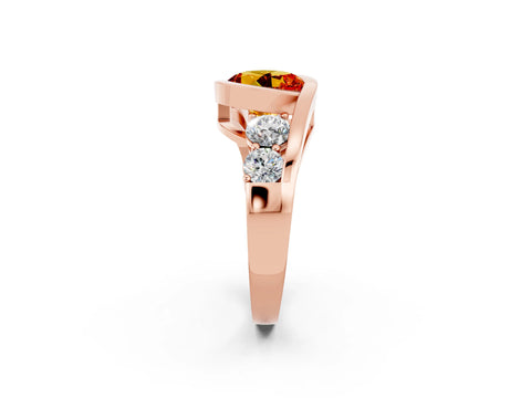 Rose gold Bezel Set Round Cut Diamond Split Shank Ring_2
