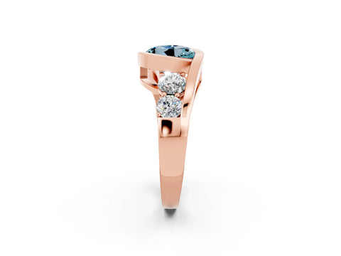 Rose gold Bezel Set Round Cut Diamond Split Shank Ring_2