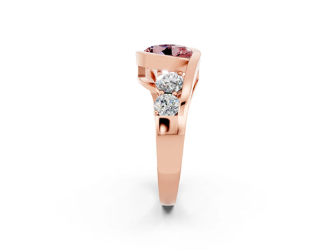 Rose gold Bezel Set Round Cut Diamond Split Shank Ring_2