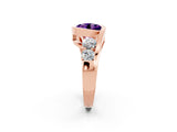 Rose gold Bezel Set Round Cut Diamond Split Shank Ring_2