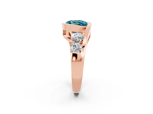 Rose gold Bezel Set Round Cut Diamond Split Shank Ring