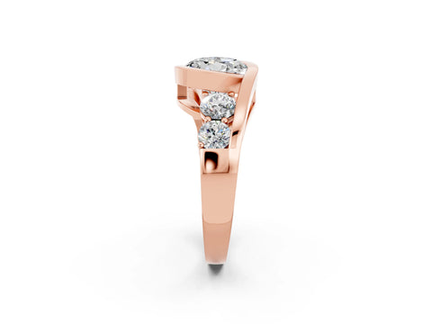 Rose gold Bezel Set Round Cut Diamond Split Shank Ring_2