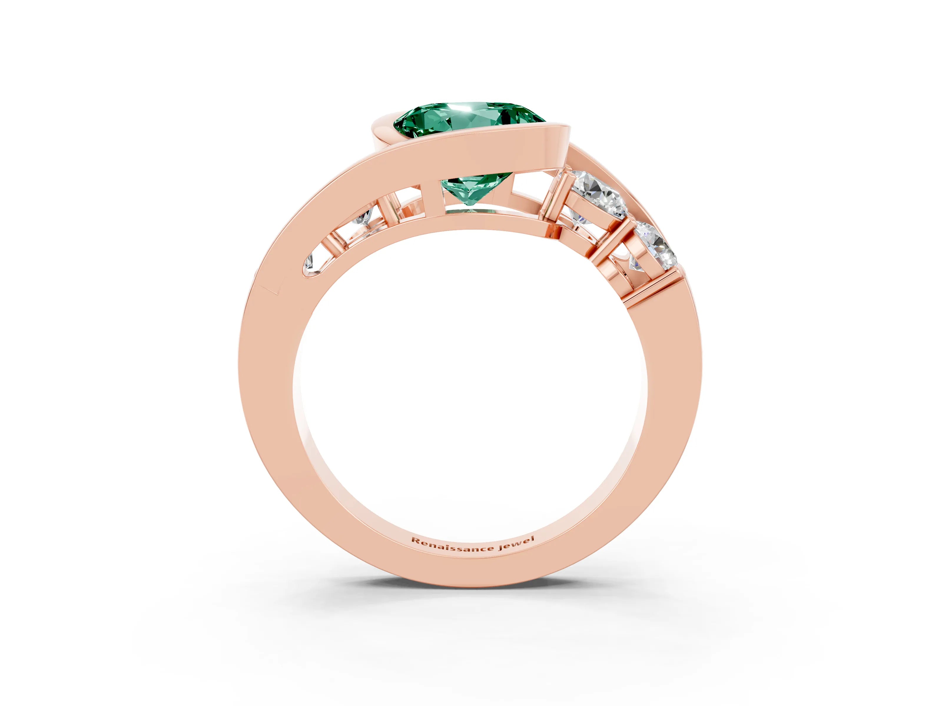 Rose gold Bezel Set Round Cut Diamond Split Shank Ring_3