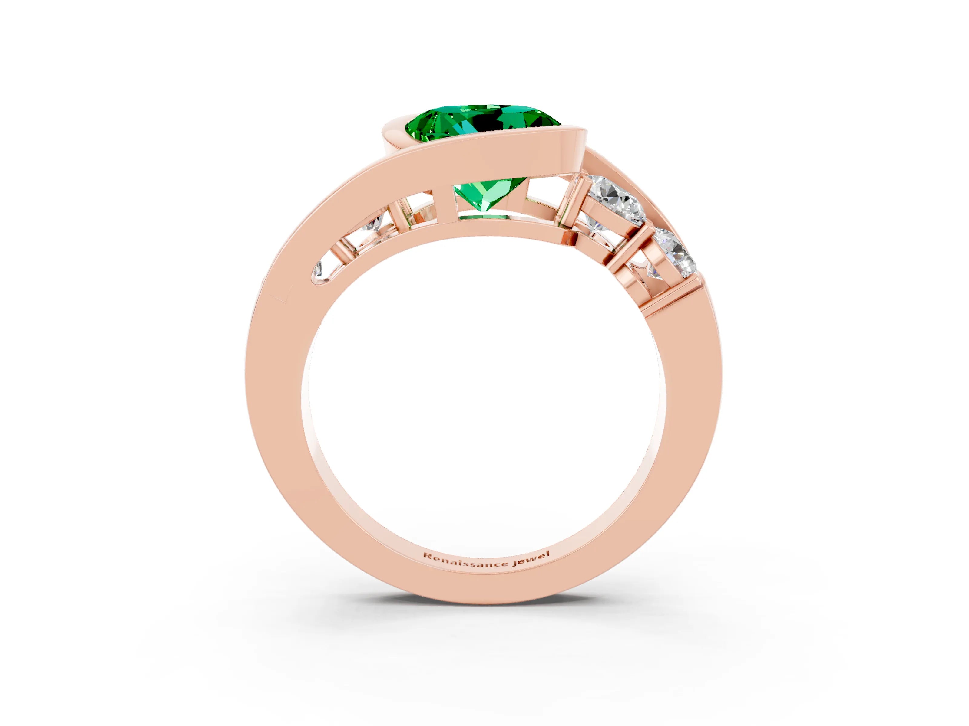 Rose gold Bezel Set Round Cut Diamond Split Shank Ring_3