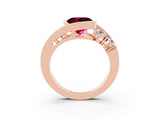 Rose gold Bezel Set Round Cut Diamond Split Shank Ring_3