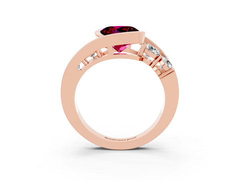 Rose gold Bezel Set Round Cut Diamond Split Shank Ring_3