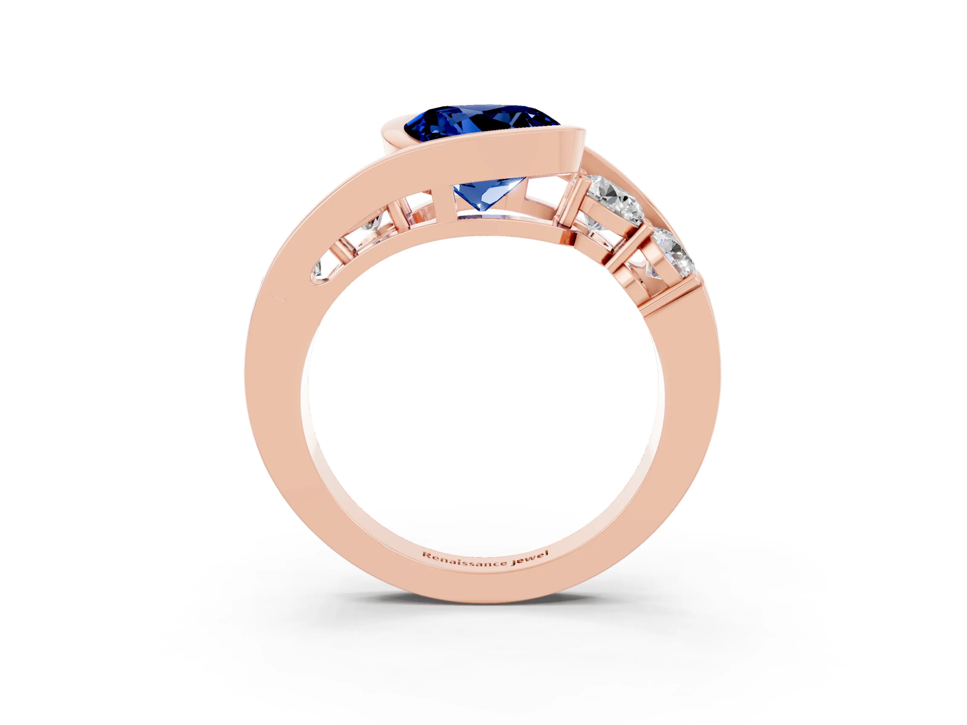 Rose gold Bezel Set Round Cut Diamond Split Shank Ring_3