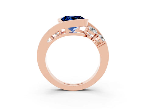 Rose gold Bezel Set Round Cut Diamond Split Shank Ring_3
