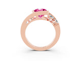 Rose gold Bezel Set Round Cut Diamond Split Shank Ring_3