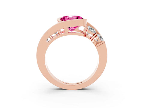 Rose gold Bezel Set Round Cut Diamond Split Shank Ring_3