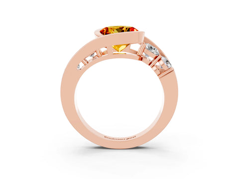 Rose gold Bezel Set Round Cut Diamond Split Shank Ring_3