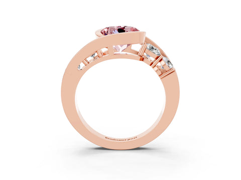Rose gold Bezel Set Round Cut Diamond Split Shank Ring_3