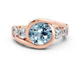 Rose gold Bezel Set Round Cut Diamond Split Shank Ring