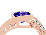 Rose gold Bezel Set Round Cut Diamond Split Shank Ring_4