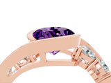 Rose gold Bezel Set Round Cut Diamond Split Shank Ring_4