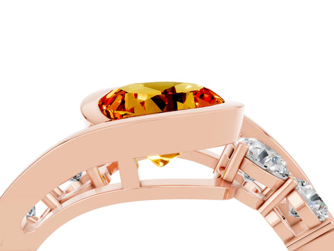 Rose gold Bezel Set Round Cut Diamond Split Shank Ring_4