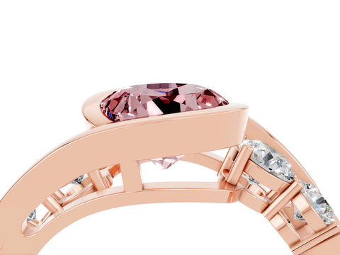 Rose gold Bezel Set Round Cut Diamond Split Shank Ring_4