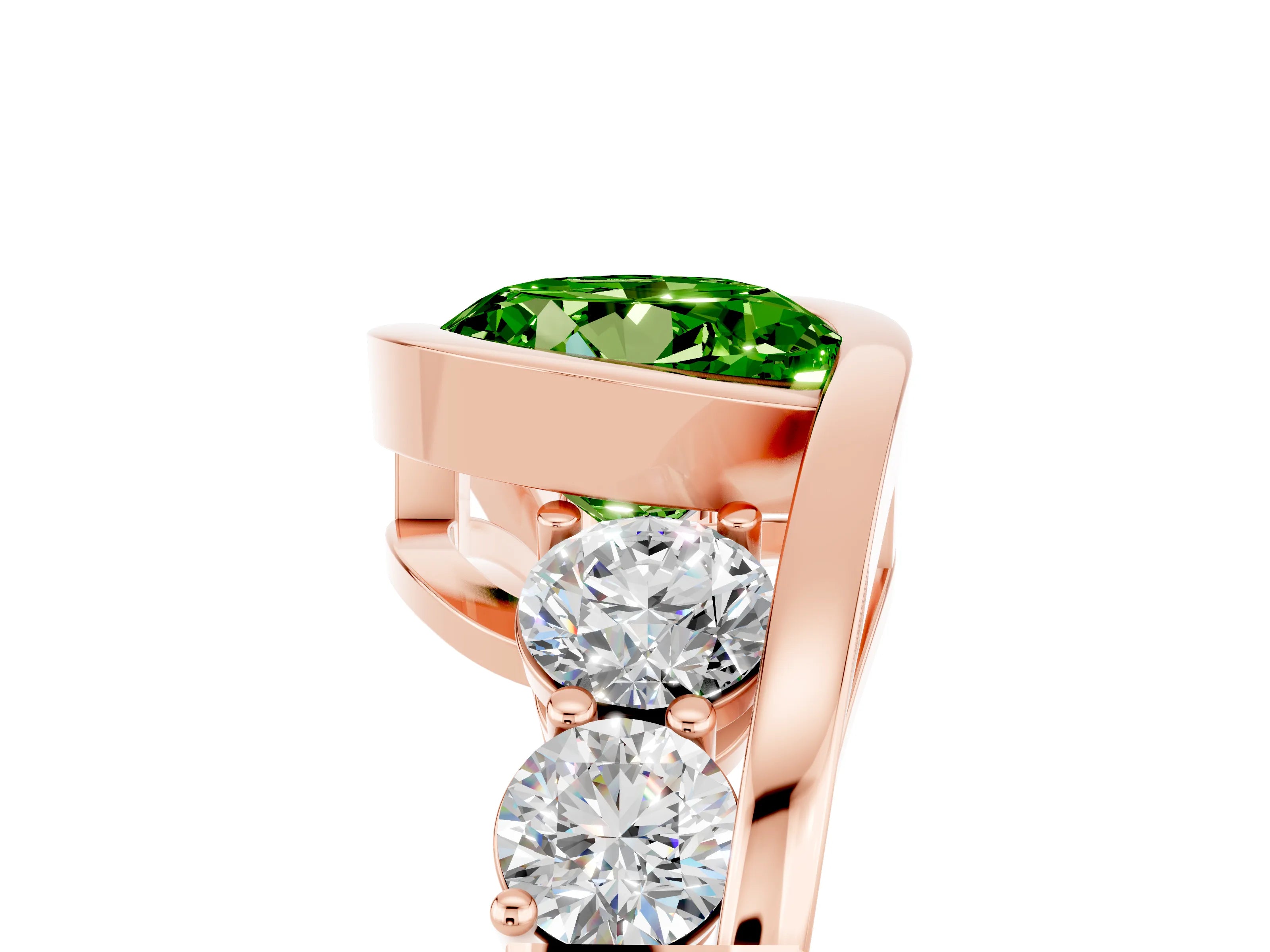 Rose gold Bezel Set Round Cut Diamond Split Shank Ring_5
