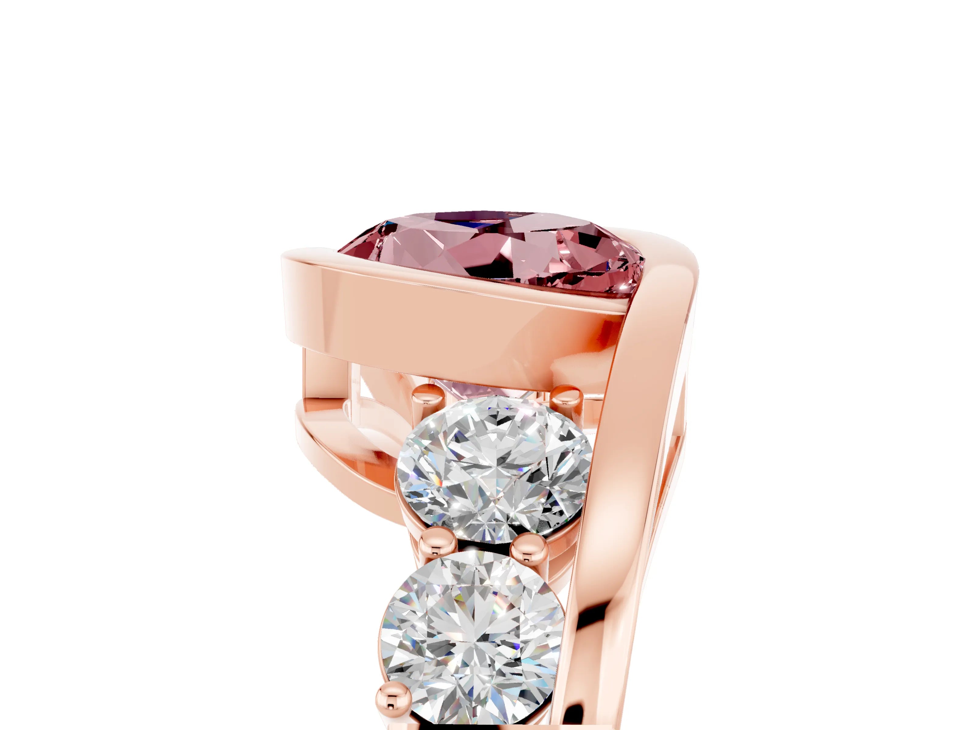 Rose gold Bezel Set Round Cut Diamond Split Shank Ring_5