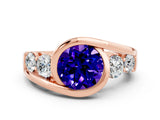 Rose gold Bezel Set Round Cut Diamond Split Shank Ring