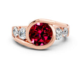 Rose gold Bezel Set Round Cut Diamond Split Shank Ring