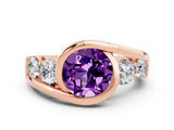 Rose gold Bezel Set Round Cut Diamond Split Shank Ring